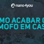Parede com mofo e solução de limpeza da nano4you para acabar com mofo e bolor em casa de forma prática e segura.