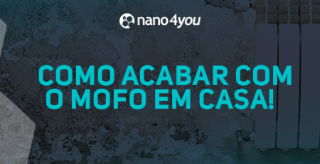 Parede com mofo e solução de limpeza da nano4you para acabar com mofo e bolor em casa de forma prática e segura.