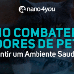 Cão e gato deitados, ilustrando a solução sustentável da nano4you para eliminar odores de pets e garantir ambientes saudáveis.