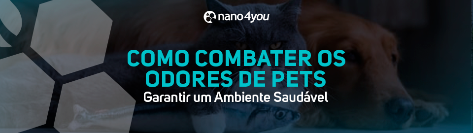 Cão e gato deitados, ilustrando a solução sustentável da nano4you para eliminar odores de pets e garantir ambientes saudáveis.