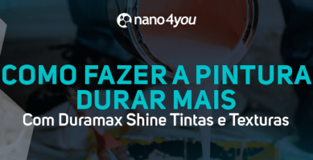 Pessoa preparando tinta com o texto “Como fazer a pintura durar mais – Com Duramax Shine Tintas e Texturas”.