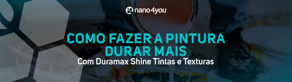 Pessoa preparando tinta com o texto “Como fazer a pintura durar mais – Com Duramax Shine Tintas e Texturas”.