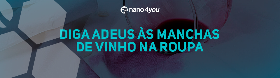 Copo de vinho derramado sobre tecido claro, ilustrando solução com Bio7 Multiuso da nano4you para remover manchas de vinho das roupas.
