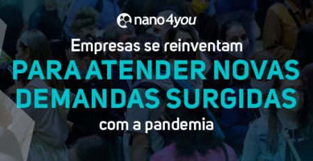 Empresas se reinventam para atender novas demandas surgidas com a pandemia — banner institucional da nano4you destacando inovação, sustentabilidade e adaptação do mercado com nanotecnologia.