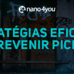 Muro pichado em área urbana com título “Estratégias eficazes para prevenir pichações” da nano4you.