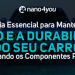 Banner da nano4you com carro ao fundo e a frase 'Guia essencial para manter o brilho e a durabilidade do seu carro preservando os componentes plásticos'
