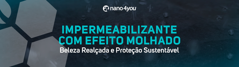 Superfície tratada com impermeabilizante efeito molhado nano4you, realçando cores naturais de pedras e concreto com proteção sustentável.