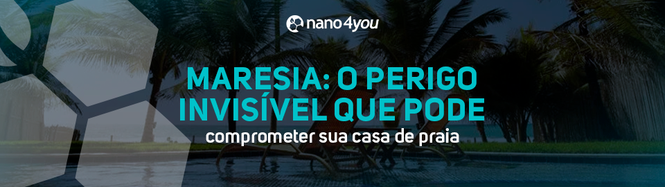 Três executivos da nano4you em frente a painéis de rochas expostos em ambiente corporativo, com o título “7 anos de ciência, propósito e transformação”.