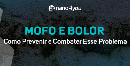 Parede com manchas de mofo, ilustrando os riscos à saúde e as soluções sustentáveis da nano4you para prevenção e combate com nanotecnologia.
