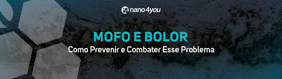 Parede com manchas de mofo, ilustrando os riscos à saúde e as soluções sustentáveis da nano4you para prevenção e combate com nanotecnologia.