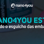 Banner com o texto “nano4you está reduzindo o esguicho das embalagens” sobre fundo azul.