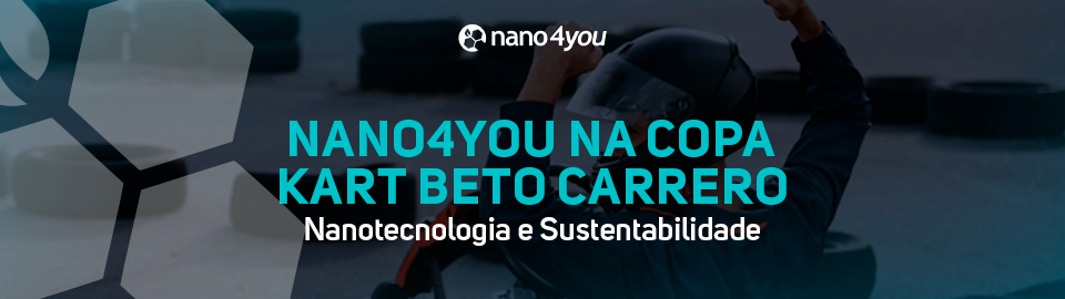 Banner da nano4you com o tema “Nano4you na Copa Kart Beto Carrero – Nanotecnologia e Sustentabilidade”.