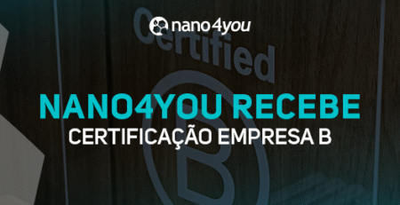 Placa da certificação B Corp com logotipo da nano4you.