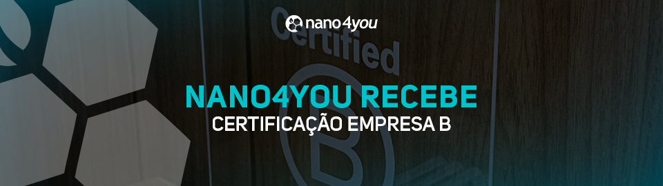Placa da certificação B Corp com logotipo da nano4you.