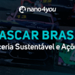 Banner da nano4you com carros da NASCAR Brasil e a frase 'NASCAR Brasil: ESG, Parceria Sustentável e Ações Sociais'.
