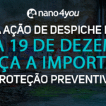 Banner institucional da nano4you destaca nova ação de despiche realizada na Praça 19 de Dezembro, em Curitiba, ressaltando a importância da proteção preventiva de superfícies.