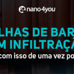 Telhas de barro com sinais de infiltração e o texto “Telhas de barro com infiltração? Acabe com isso de uma vez por todas”.