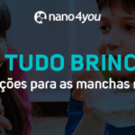 Banner do blog da Nano4you com duas crianças brincando e comendo, acompanhado do texto “Sujou tudo brincando? Veja as soluções para as manchas mais difíceis”.