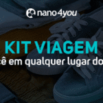 Banner promocional do lançamento do Kit Viagem nano4you, com o slogan "Para te acompanhar em qualquer lugar do mundo".
