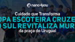 Tropa Escoteira Cruzeiro do Sul revitaliza mural na Praça do Uruguai com apoio da nano4you