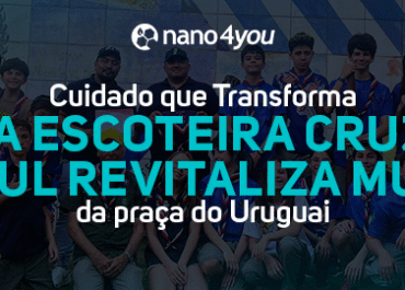 Cuidado que Transforma: Tropa Escoteira Cruzeiro do Sul revitaliza mural da praça do Uruguai