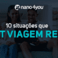 Banner nano4you com casal sentado no sofá sorrindo, com o título ‘10 situações que o Kit Viagem resolve’ em destaque.